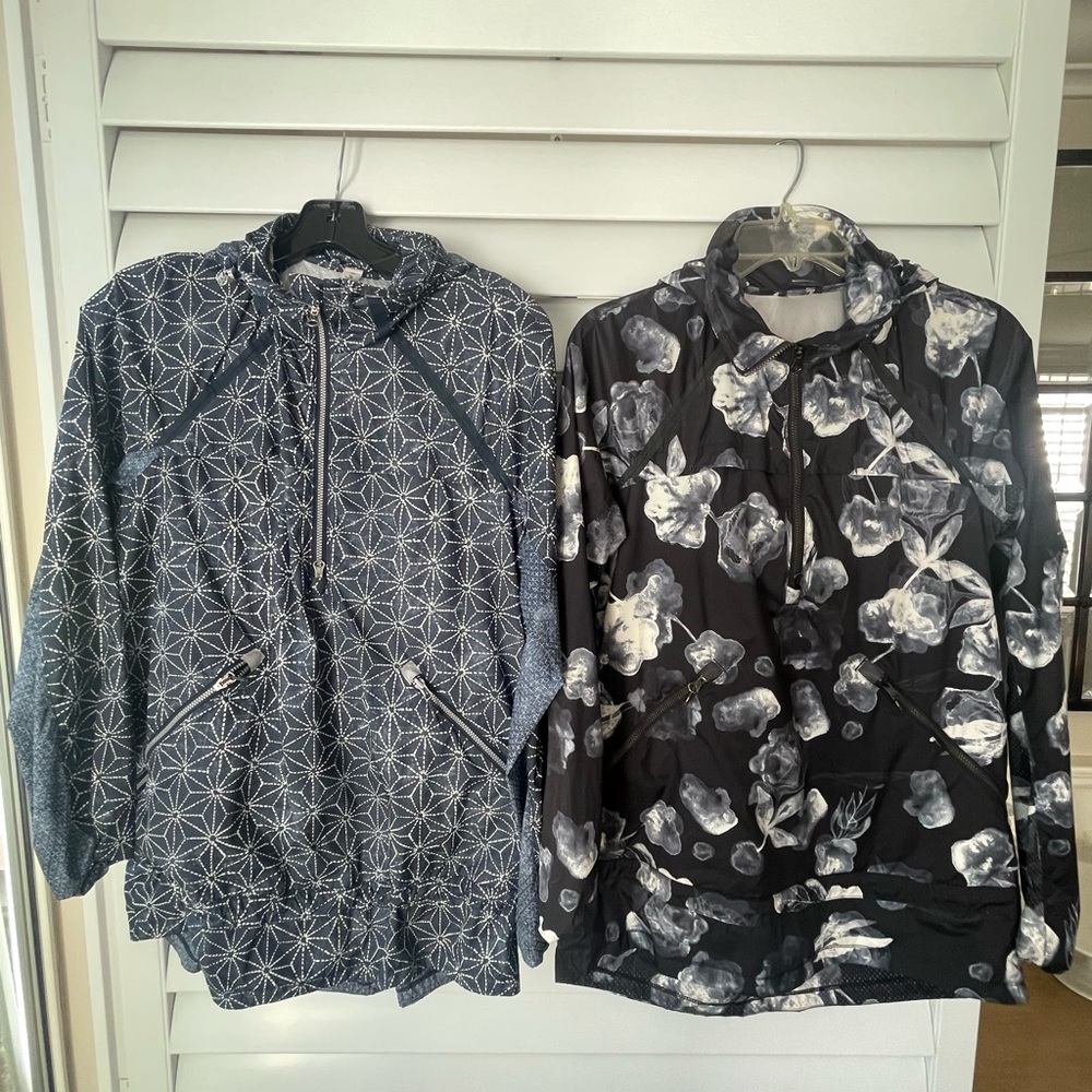 Lululemon Women's Navy Geometric and Black Floral Lightweight Half-Zip Jackets